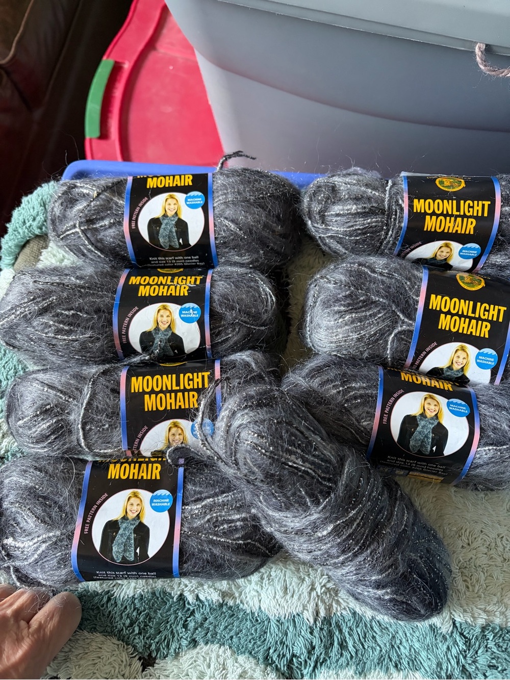 Moonlight Mohair Yarn - Charcoal Gray Skeins 8 same dye lot. 1 is missing label